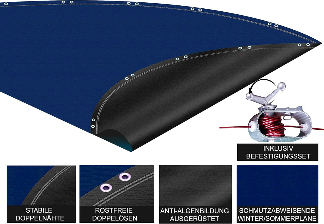 QUICK STAR Poolabdeckung Rund für 380-420 cm Pools | Planenmass Ø 480 cm | Blau | Sommer &amp; Winter Po