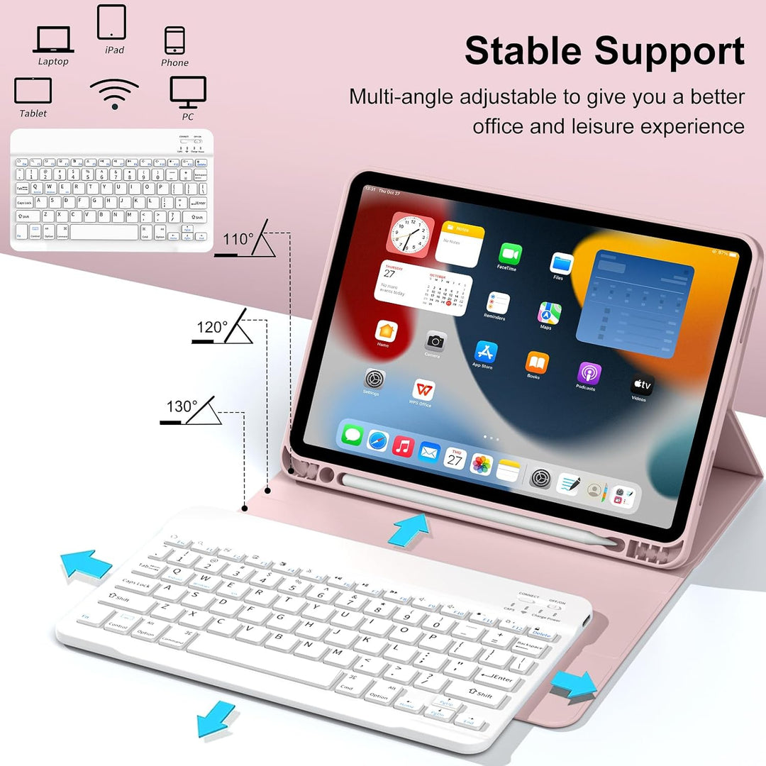 JKSML Hülle mit Tastatur für iPad (A16) 11./10.Generation 2025/2022 (11/10.9 Zoll) mit Stifthalter,