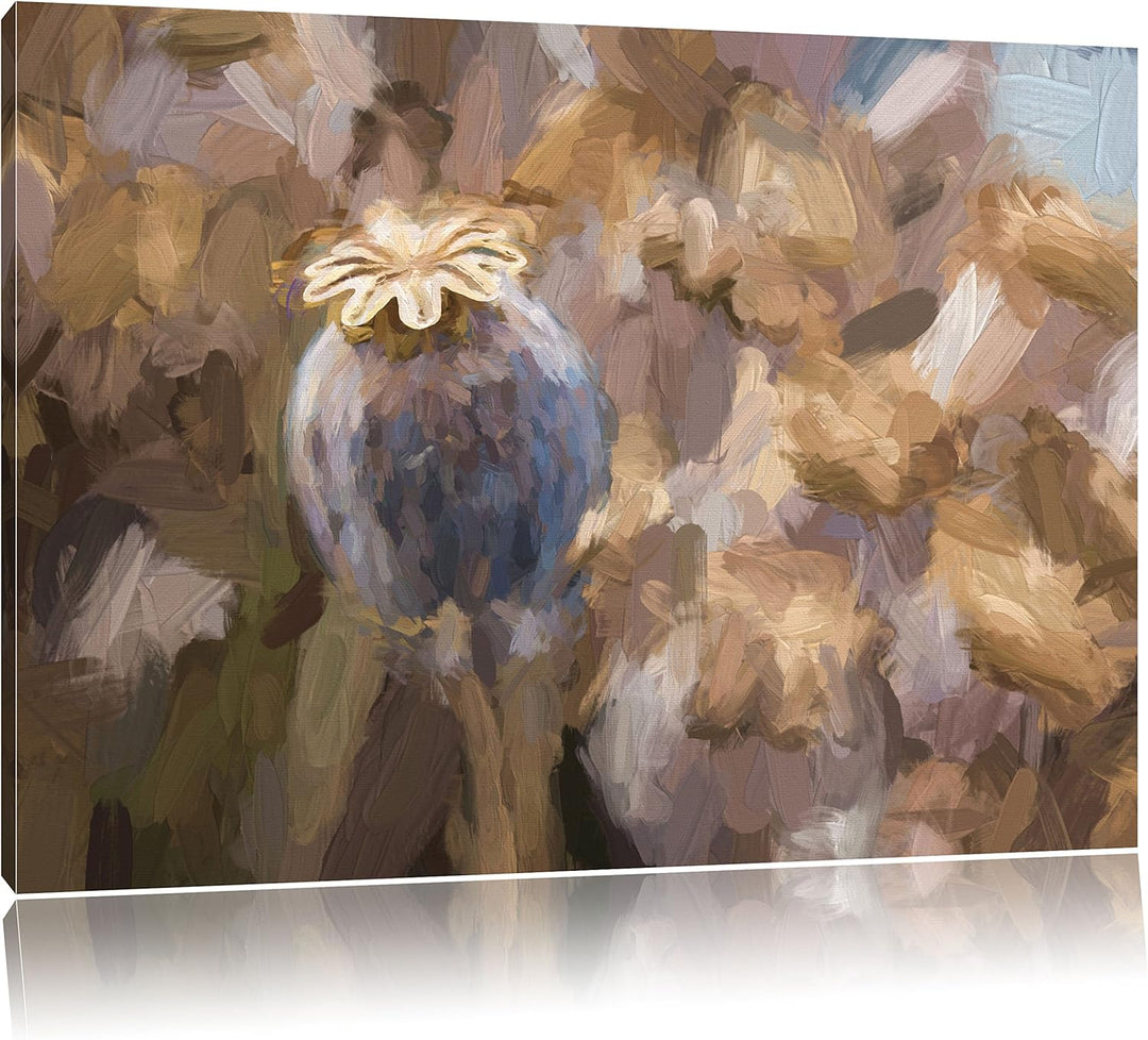Pixxprint Mohnkapsel der Mohnblume Kunst als Leinwandbild/Grösse: 100x70 / Wandbild/Kunstdruck/ferti