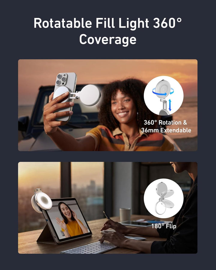 TELESIN C03 Magnetische Selfie-Licht, Handy-Licht kompatibel mit iPhone Magsafe, CRI97 360° LED Self