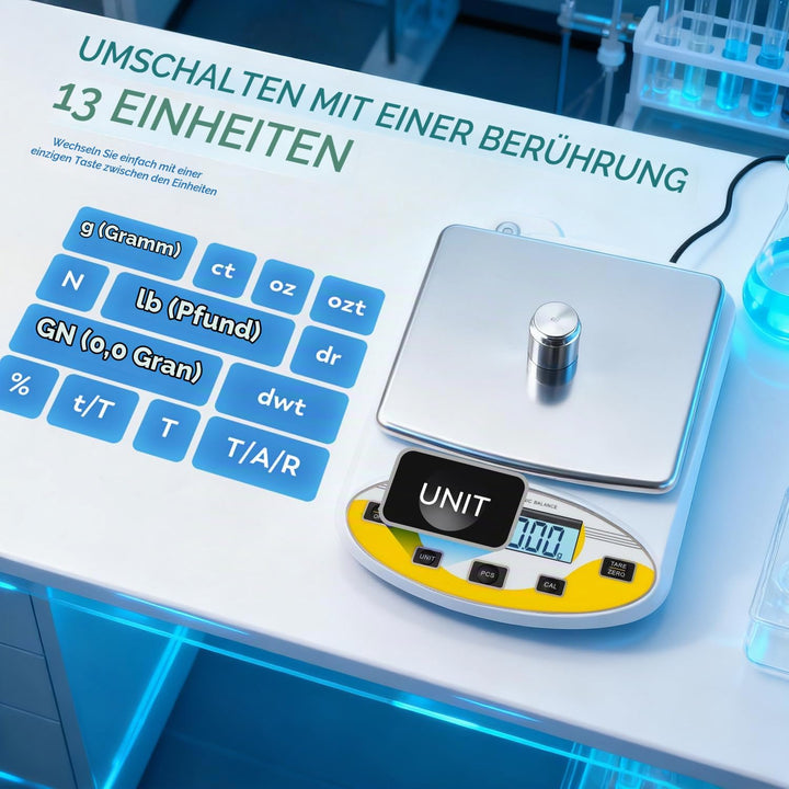 CGOLDENWALL Laborwaage durch Präzise Kalibrierung mit 5000g,0.01g Genauigkeit Digitale Analytische E