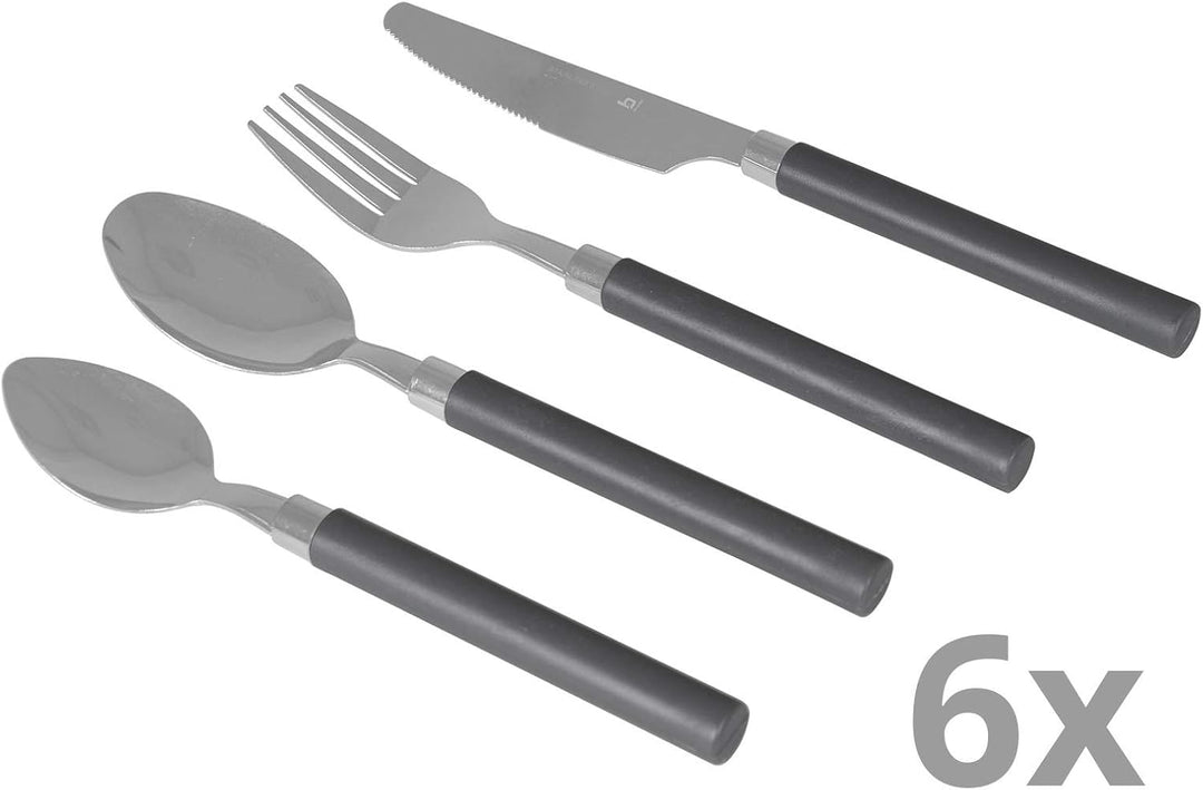 Bo-Camp - Besteck-Set - im Korb - Grau - 24 Teile - 6 Personen