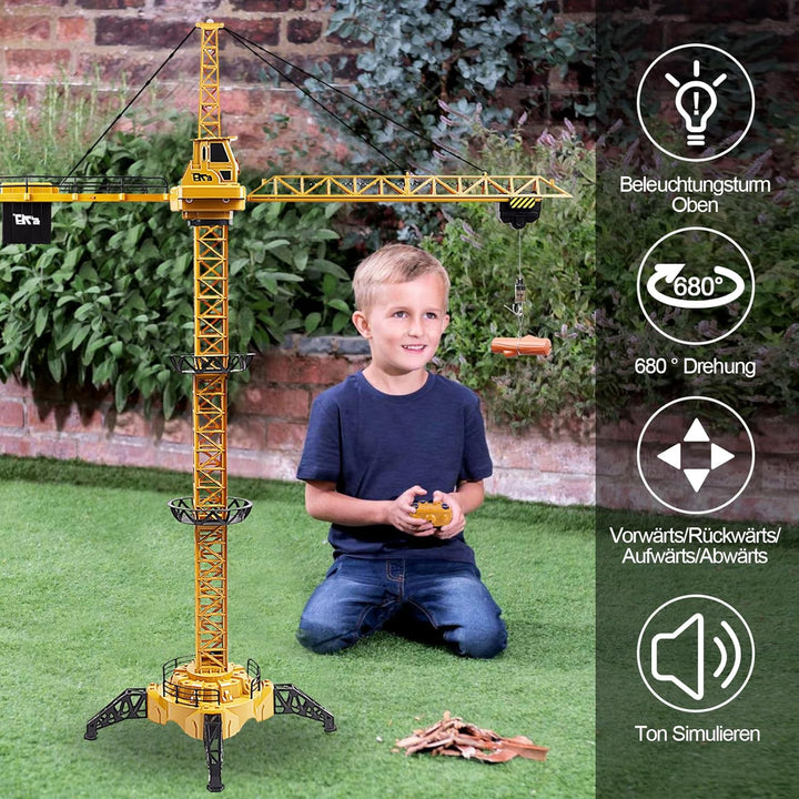 FORMIZON Ferngesteuerte Turmkran, 128 cm hohe 2,4 Hz Turmdrehkran, 6 Kanäle Tower Crane Elektrisch,