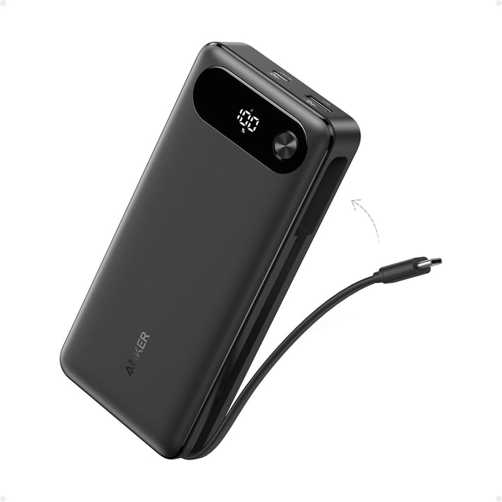 Anker Powerbank, 20.000mAh tragbares Ladegerät mit integriertem USB-C-Kabel, 87W Max Schnelllade-Akk