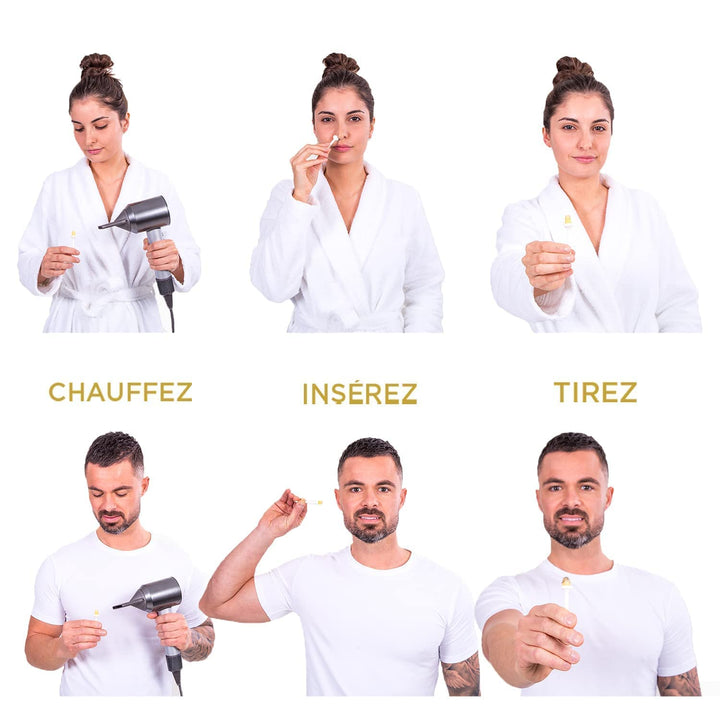 TEE WAX – 12 gebrauchsfertige Wachsstäbchen – Nasen- und Ohrenhaarentfernung – Schmerzfrei – 100% na
