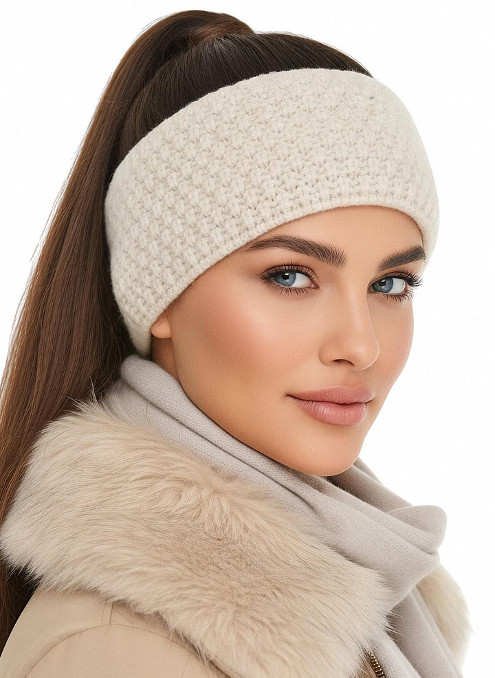 Baesics Stirnband Creme für Damen & Herren – warme & elastische Unisex Ohrenwärmer mit Fleecefutter