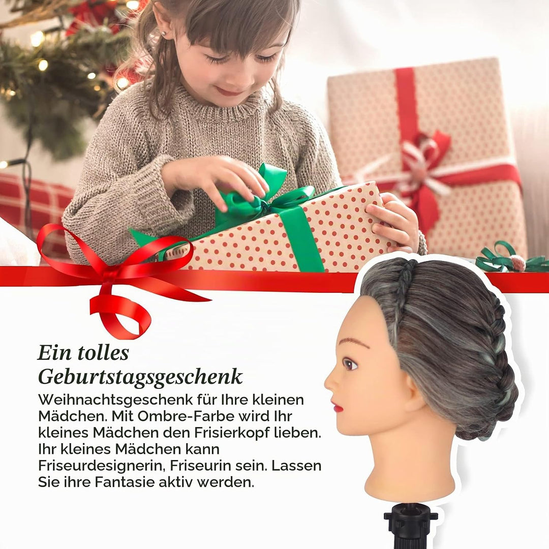 Frisierkopf, Auzass Frisurenkopf 26-28 Inch 100% Kunsthaar Weich Übungskopf Ombre Friseurkopf Traini