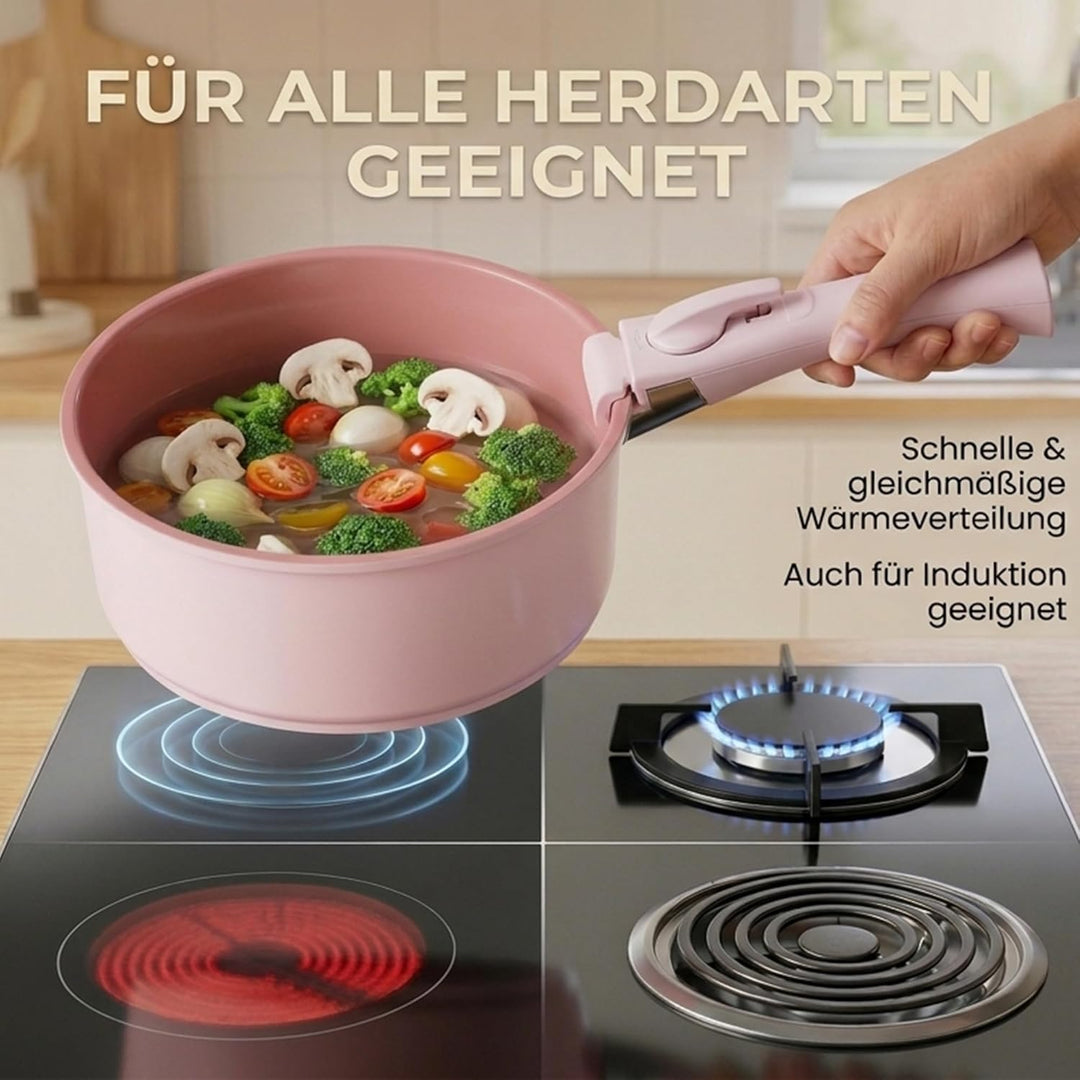 NEOFLAM® - Midas Plus Topf- und Pfannen-Set mit abnehmbarem Griff, 8-teilig, induktionsgeeignet, Ker