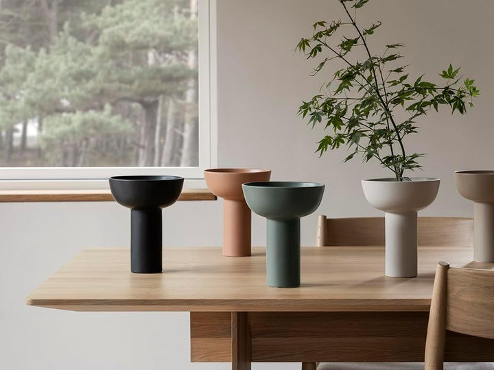 blomus Vase MIYABI | Blumenvase aus Steingut Schwarz | Dekovase Farbe Black | Grösse L | Ø17 x 21H c