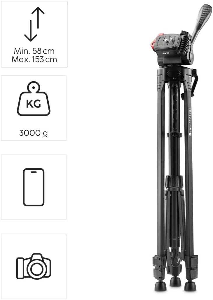 Hama Kamera Stativ (Kamerastativ & Fotostativ für Smartphone & Kamera, Tripod Smartphone, Handystati
