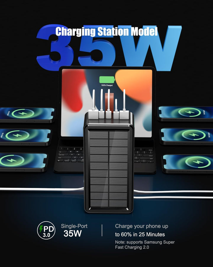 Power Bank 90000mAh Solar Powerbank grosse tragbares Externer Handyakku PD35W QC 3.0 Wireless Powerb