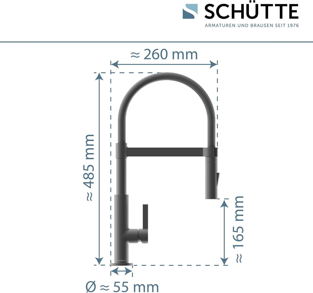 SCHÜTTE 79142 MIAMI Küchenarmatur 360°, Einhebelmischer mit ausziehbarer, magnetischer Geschirrbraus