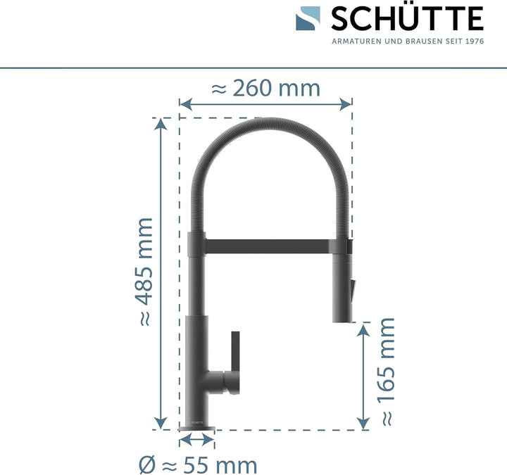 SCHÜTTE 79142 MIAMI Küchenarmatur 360°, Einhebelmischer mit ausziehbarer, magnetischer Geschirrbraus