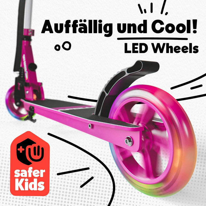 Apollo Skyracer City Roller mit LED Leuchträdern | Roller Kinder 6 Jahre | City Scooter mit Federung