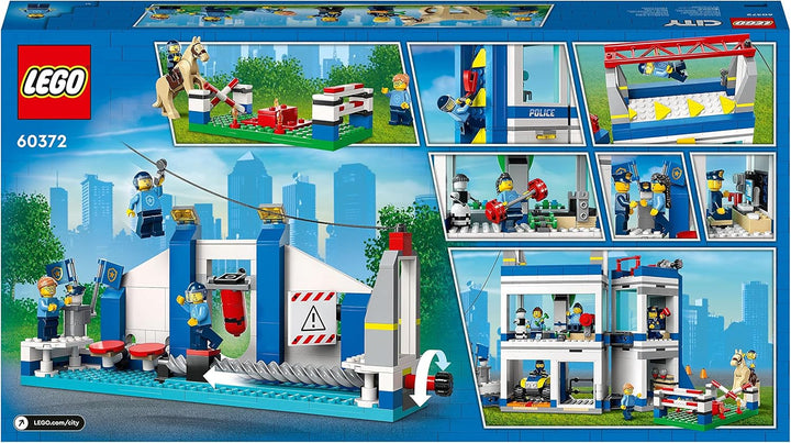 LEGO 60372 City Polizeischule Spielset mit Hindernisstrecke, Pferd-Figur, Spielzeug-Auto und 6 Minif