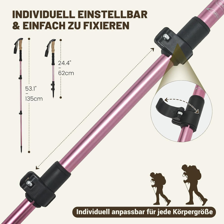 Nordic Walking Stöcke für Damen und Herren, 2PC wanderstöcke teleskop faltbar, Hochwertige Walking S