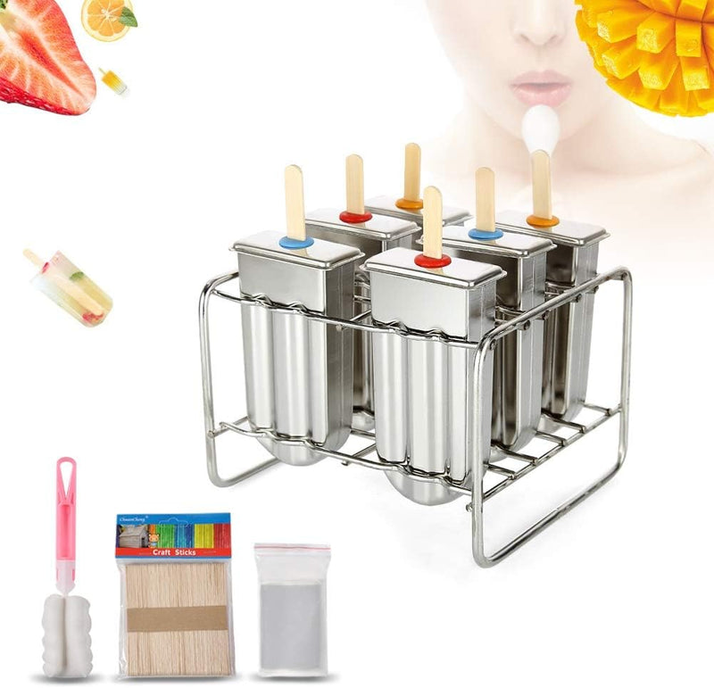 Popsicle Formen Edelstahl, Eislutscher Formen mit Stick Holder Eiscreme Form, Wiederverwendbar Stiel