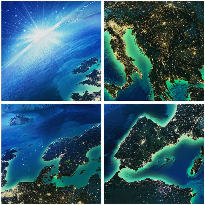 Bilder auf Leinwand 100x70cm Leinwandbild Nacht raum welt ansicht Gross Wanddeko Bild Schlafzimmer K