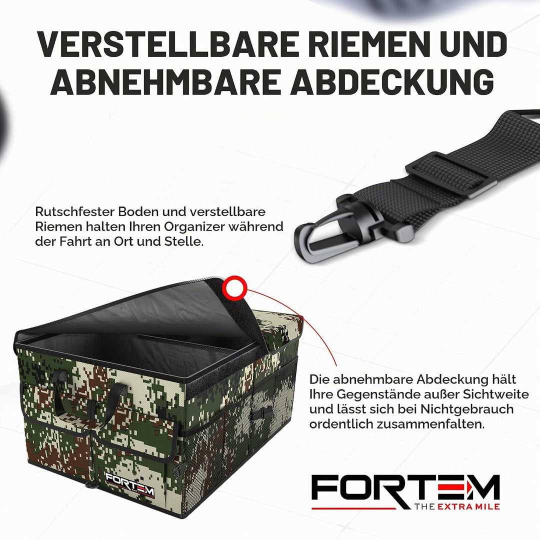 FORTEM Kofferraum Organizer, Kofferraumtasche, Zusammenklappbarer Auto Organizer Kofferraum mit Fäch