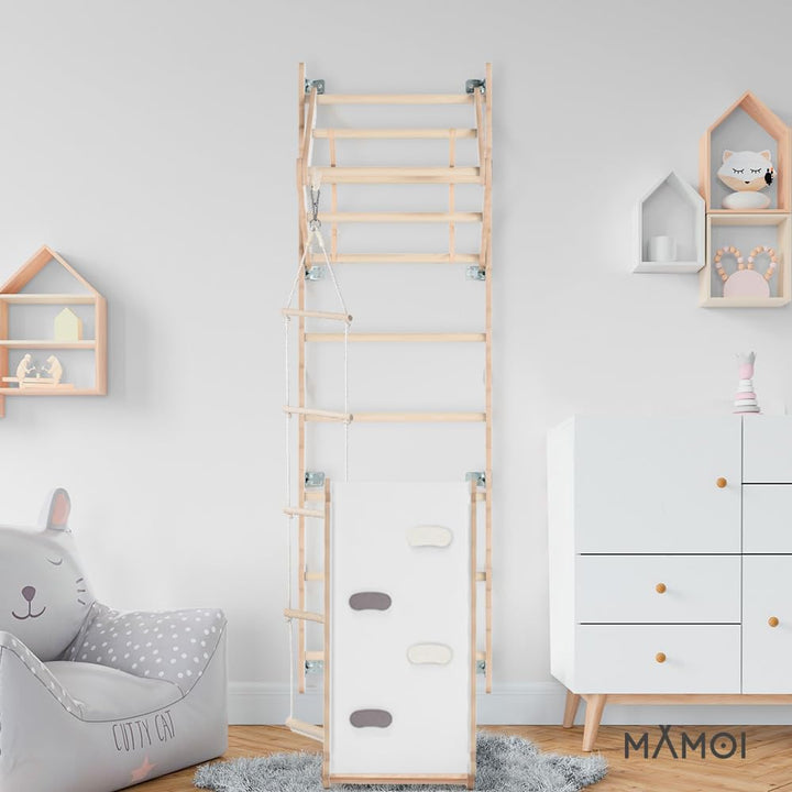MAMOI® Indoor-Klettergerüst, Wandleitern fürs Zimmer, Kletterturnringe für Erwachsene, Yarnwood Klet