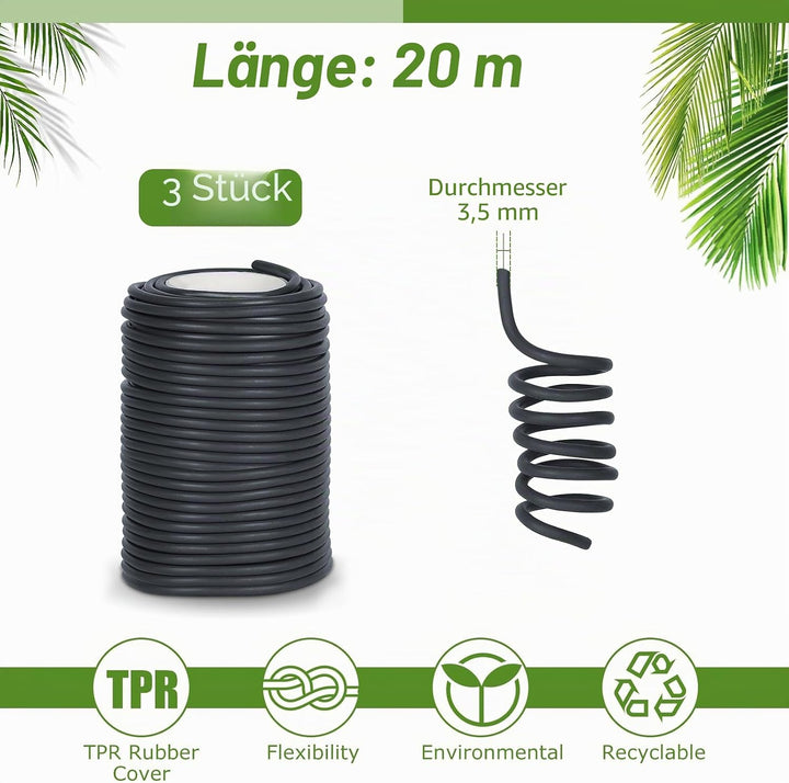 efuturetime 3 x Bindedraht 3,5mm Gartendraht Gummiert 20m Pflanzendraht Weich für Training und Unter