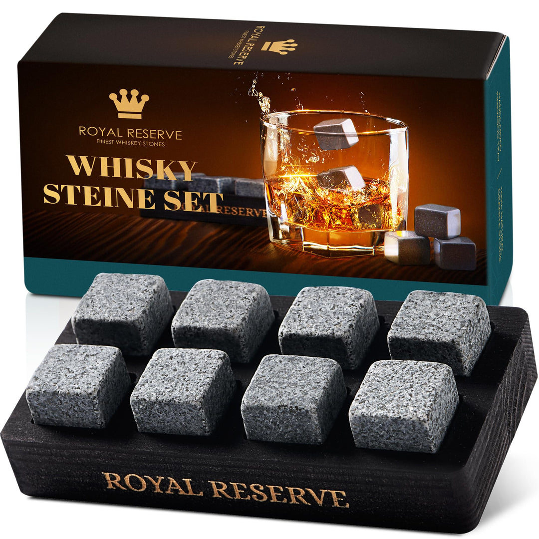 Whisky Steine Geschenkset – Eiswürfel Wiederverwendbar, Whiskey Geschenke für Männer in Schwarzem Ho