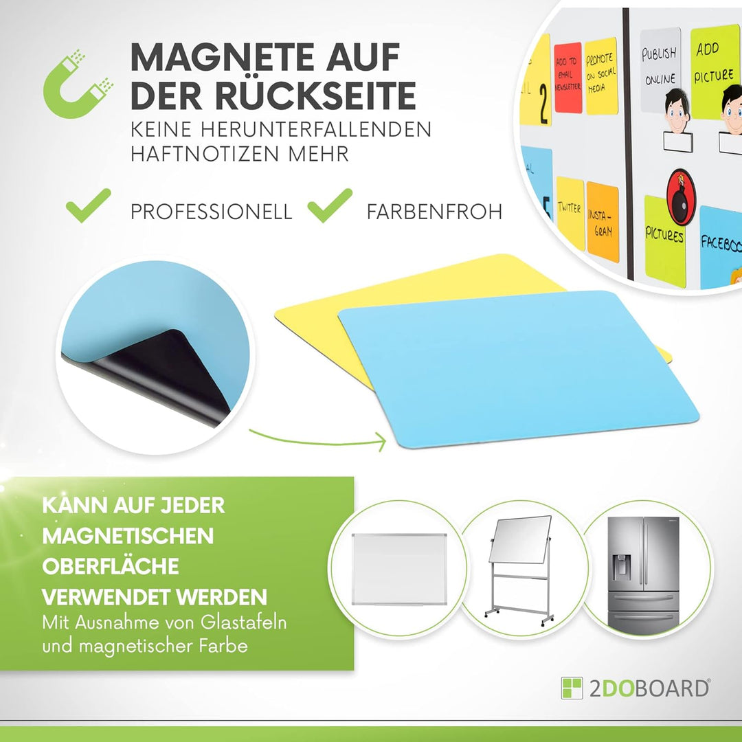 2DOBOARD Scrum und Kanban Board Set für Whiteboard - Beschreibbare Magnete, Magnetlinien, Avatar-, G