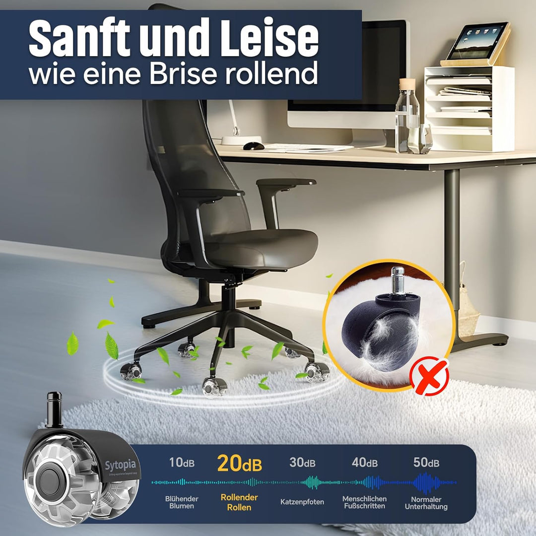 Sytopia Bürostuhl Rollen mit 10mm X 22mm Stift, 5er Set Rollen für 1KEA Bürostühle, Hartbodenrollen