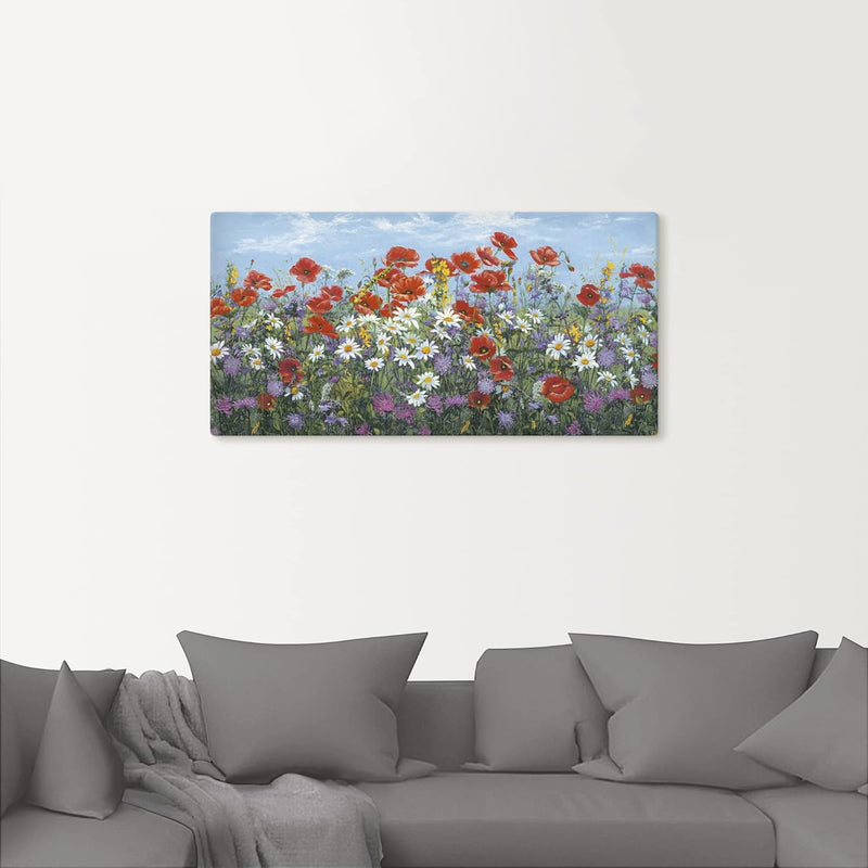 ARTland Leinwandbilder Wandbild Bild auf Leinwand 100 x 50 cm Botanik Blumenwiese Malerei Bunt A7SR