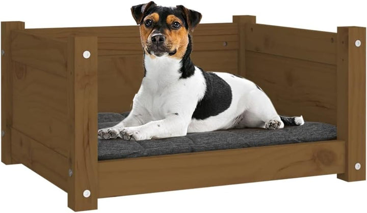 homiuse Hundebett Katzenbett Honigbraun 55,5x45,5x28 cm Massivholz Kiefer Hundekorb Katzenkorb Hunde