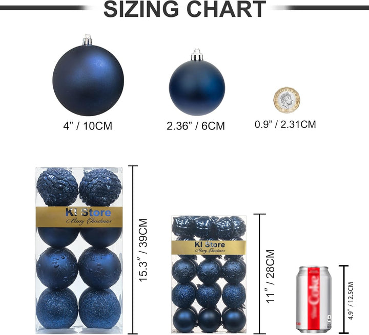 Busybee weihnachtskugeln gross 16 Stücke 10CM Ornamente für Weihnachtsbaum Blau Christbaumkugeln Wei