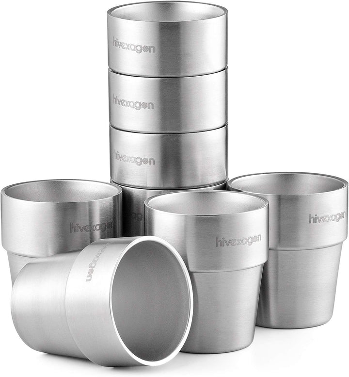 Hivexagon 300ml Set aus 8 Doppelwandigen Edelstahl becher edelstahl tasse- Ideal Für Kalte Getränke