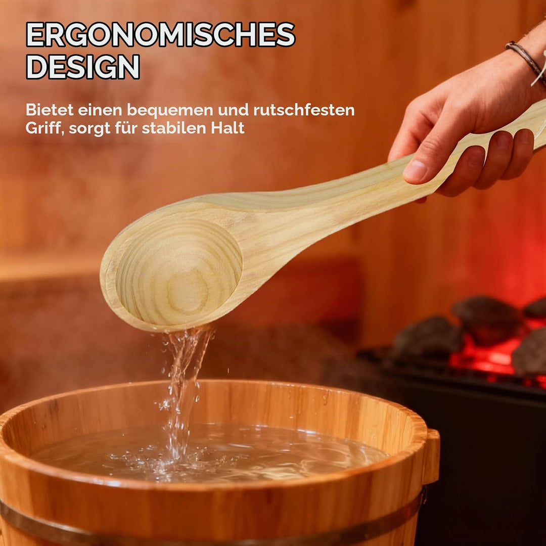 Saunakelle, hölzerner Saunalöffel, handgefertigter Löffel, hölzerner Salzbadlöffel, Saunazubehör, Sa