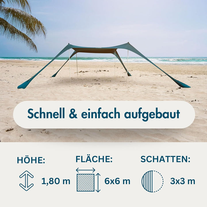 Sunsail Big Family Strandzelt - Sonnensegel Strand mit zertifiziertem UV Schutz UPF50+, Next Level S