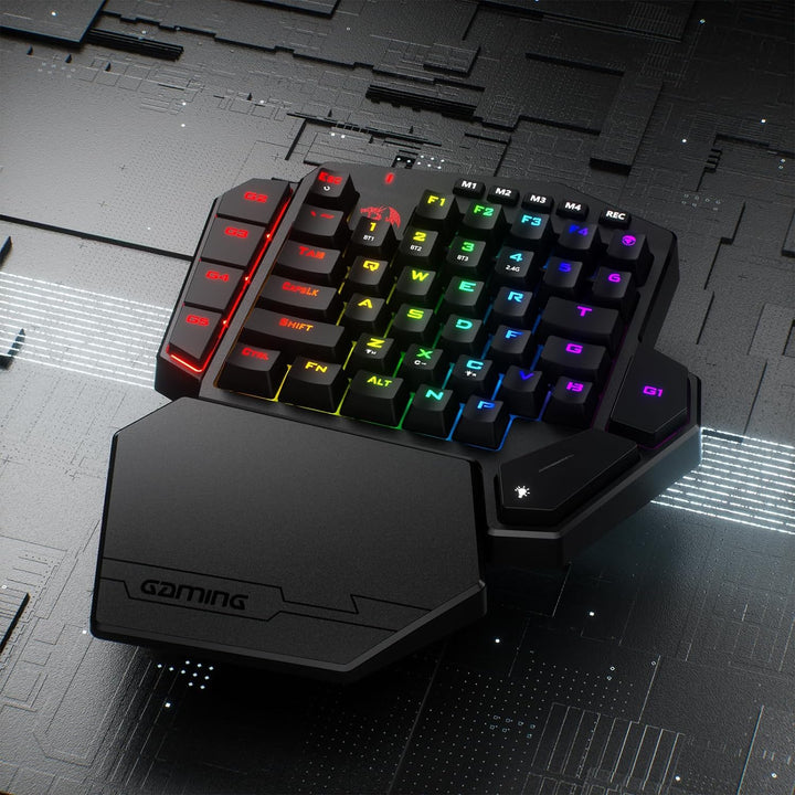 Redragon K585 DITI Drahtlose mechanische Einhandtastatur, Rote Schlter, 42 Tasten 2.4Ghz RGB 40% Gam