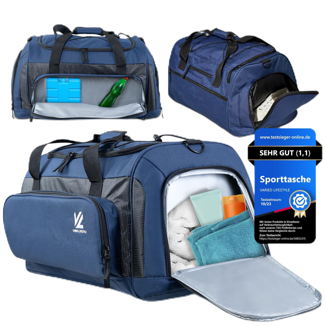 VL® Sporttasche mit Schuhfach, Nassfach & [Isoliertes Kühlfach] Saunatasche & Reisetasche für Damen