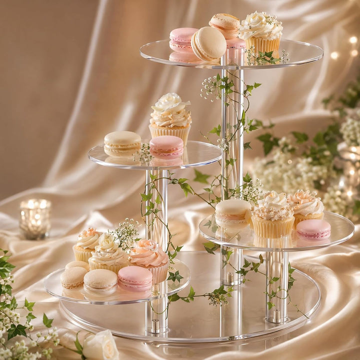 4 Etagen Kuchen und Cupcake Ständer, Acryl Cupcake Ständer, Tortenständer Etagere Kuchenständer, Cle