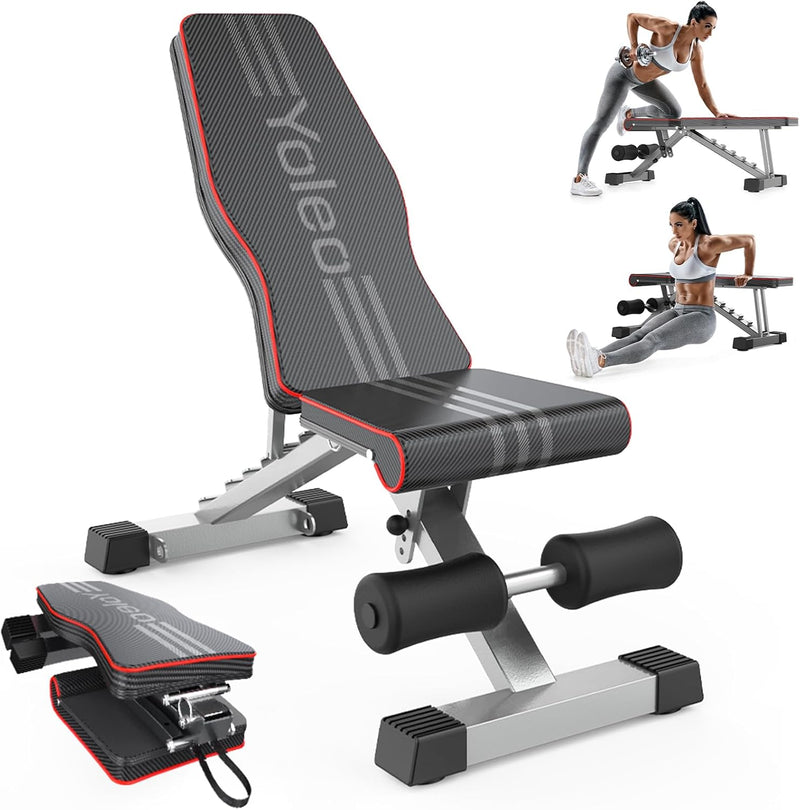 YOLEO klappbare Hantelbank Multifunktion Training Fitness Bank Bauchtrainer Schrägbank mit 7-Fach Ve