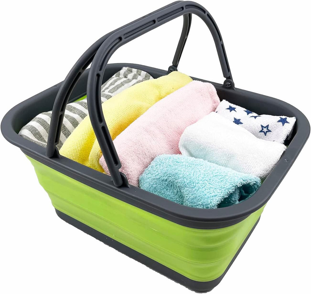 SAMMART 12L zusammenklappbare Wanne mit Griff – tragbarer Outdoor-Picknickkorb/Krater – Faltbare Ein