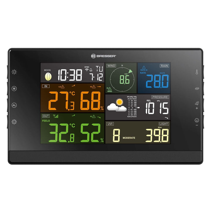 Bresser Wetterstation Funk mit Aussensensor - WLAN-Wettercenter Profi-WSC mit 7-in-1-Sensor inkl. ba
