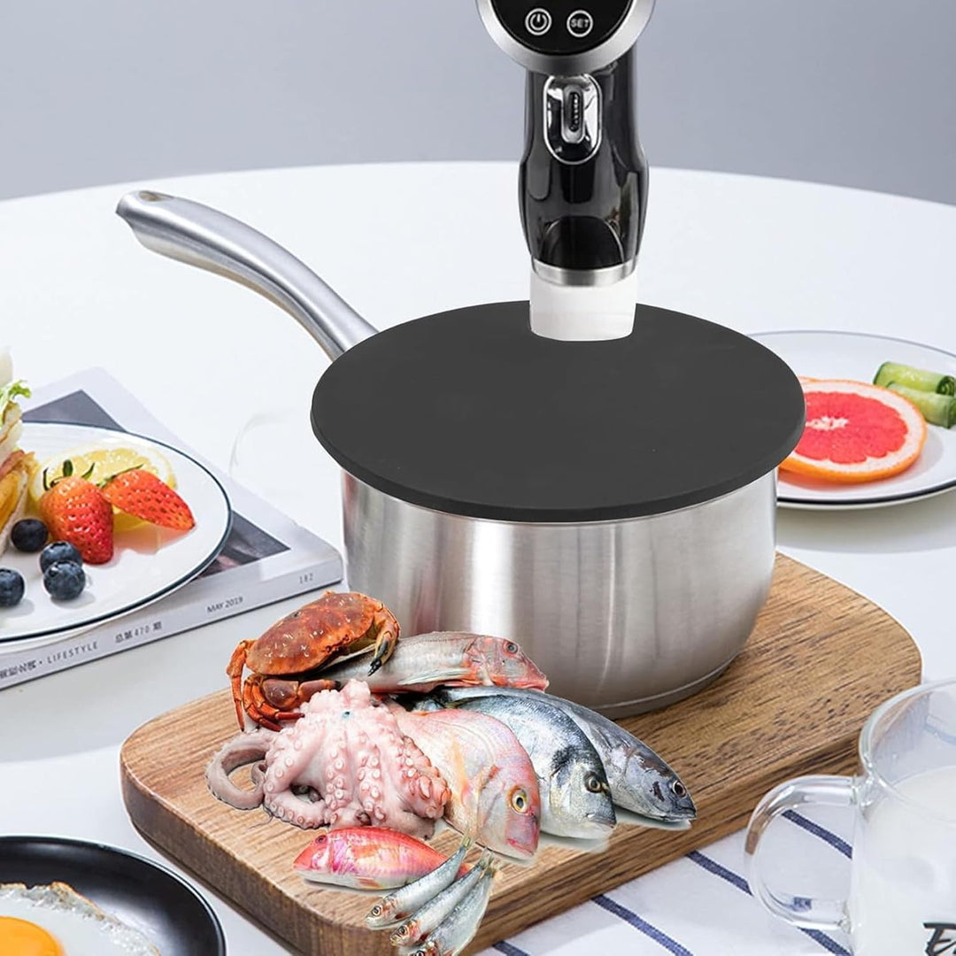 2 Sous Vide Deckel, Silikondeckel für Töpfe bis 28 cm, Sous Video Deckel Schwarz und Grau für Präzis