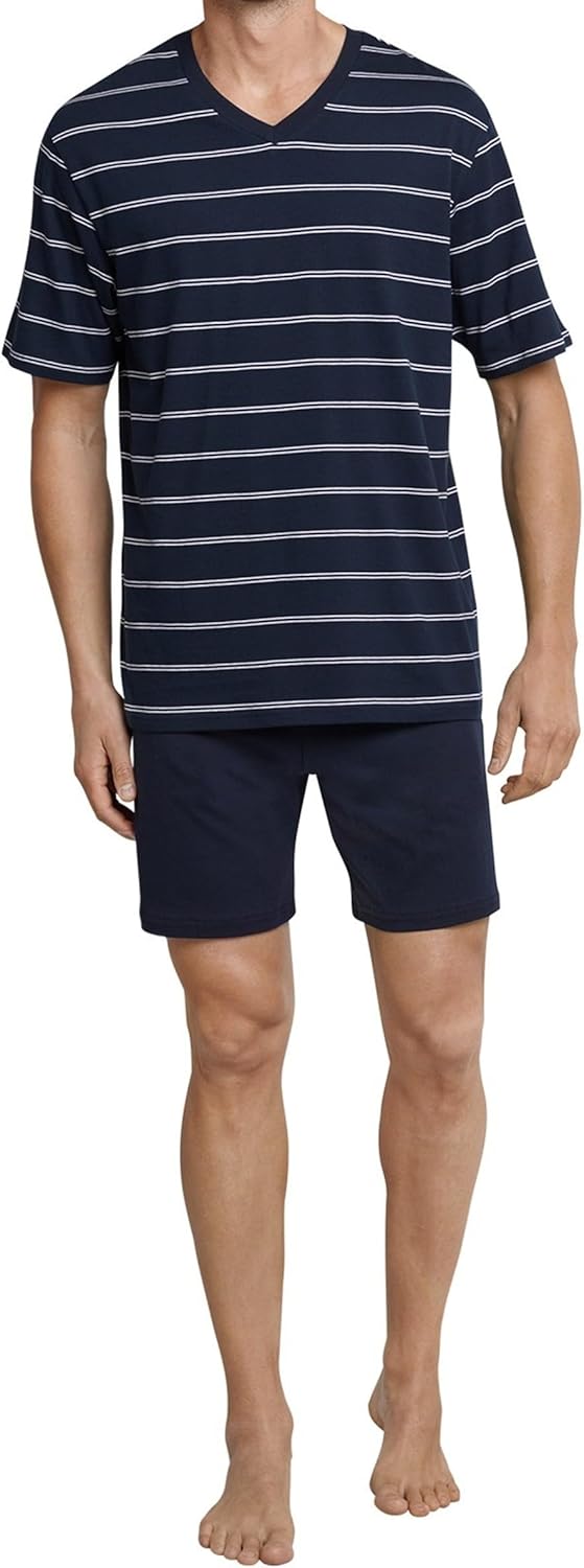 Schiesser Herren kurzer Schlafanzug Pyjama Kurz - 182200 48 Dunkelblau_159621, 48 Dunkelblau_159621