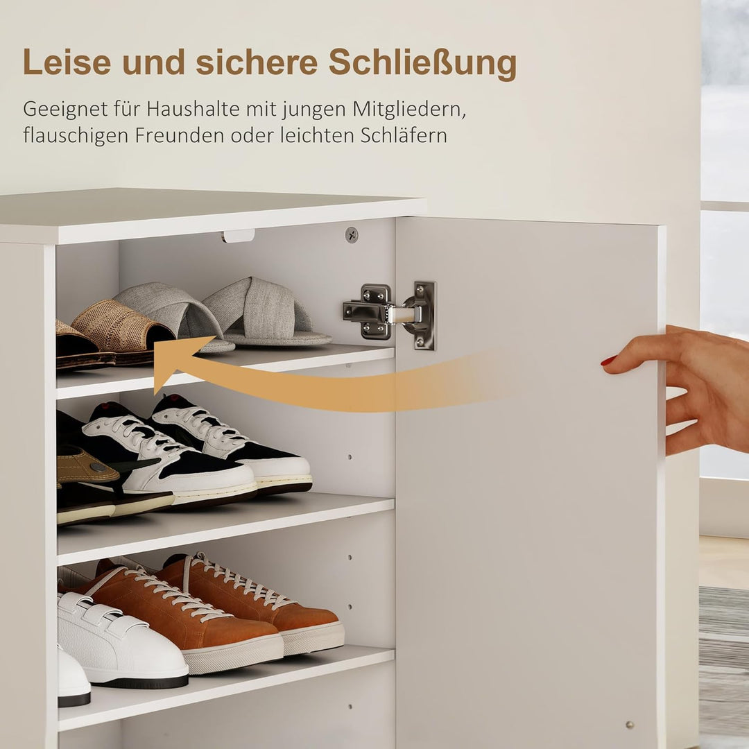 HOMCOM Schuhschrank mit 2 Türen, Schuhregal, Schuhaufbewahrung mit 6 Verstellbaren Ablagen Schuhkomm