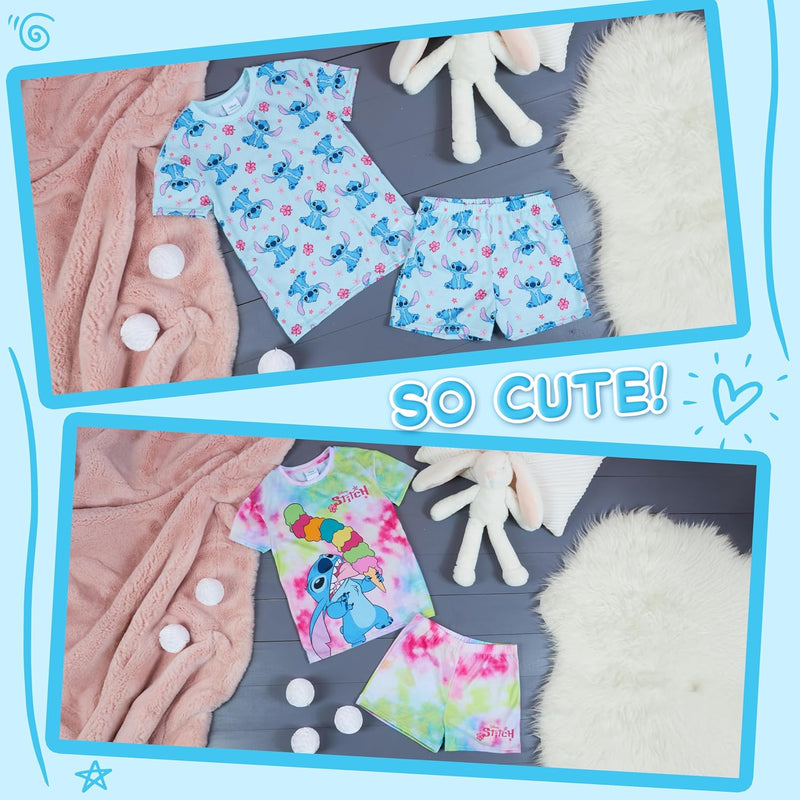 Schlafanzug Mädchen Kurz Pyjama Kinder 2er Set Schlafanzug Teenager Kurzarm Sommer Loungewear Set, 7