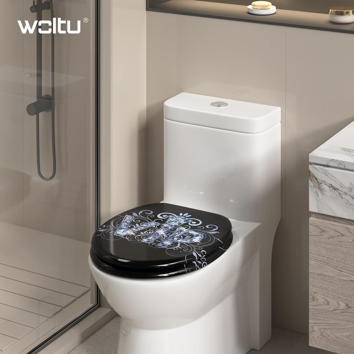 WOLTU #2 Premium WC-Sitz Toilettensitz mit Absenkautomatik, MDF Holzkern, Softclose Scharnier, Desgi