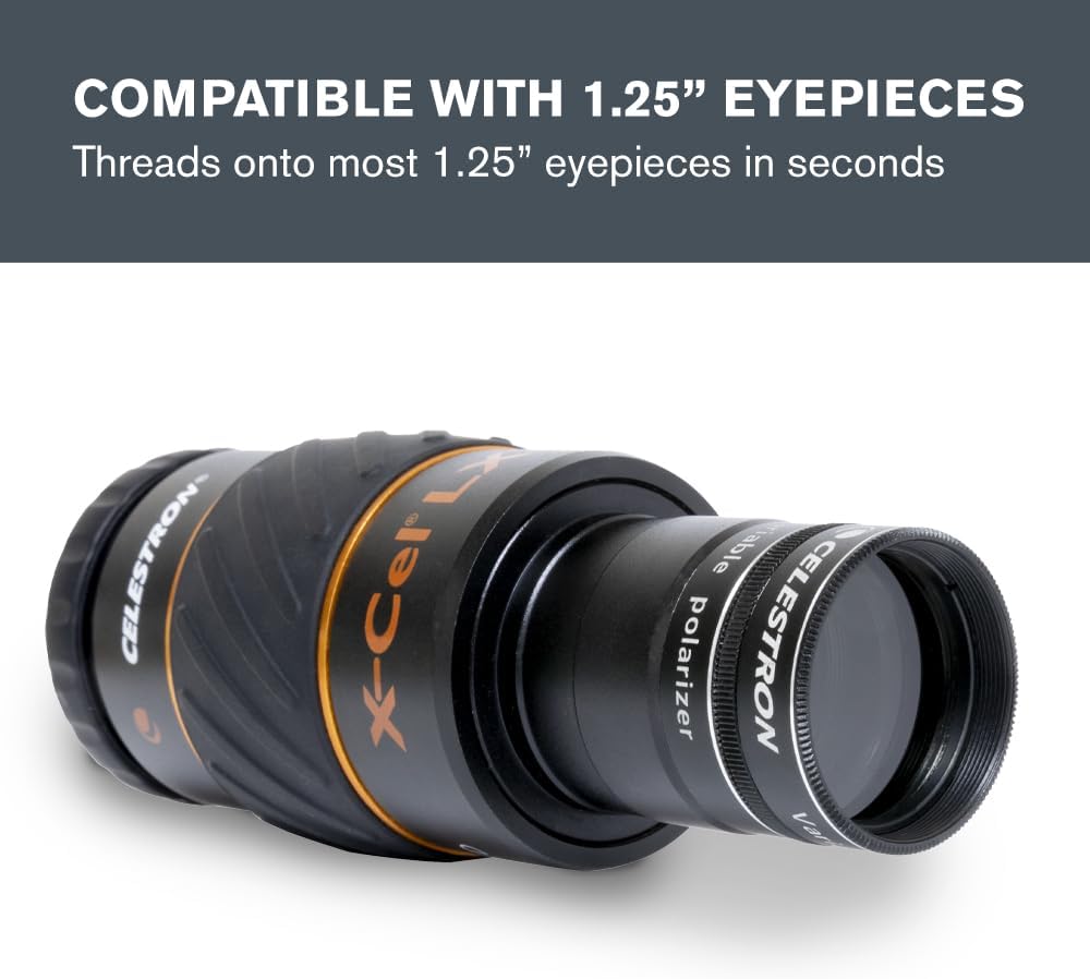 Celestron 94107 variabler Polarisations-Mondfilter – Reduziert Helligkeit und Blendung. Kompatibel m