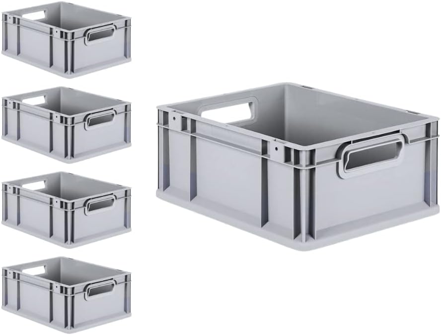 PROREGAL SuperSparSet 5x Eurobox NextGen Grip | HxBxT 17x30x40cm | 16 Liter | Griffe offen | Glatter