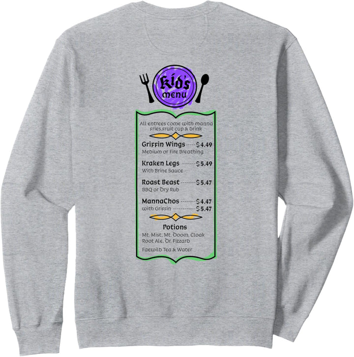 Disney Pixar Onward Manticore's Tavern Kids Menu Sweatshirt
