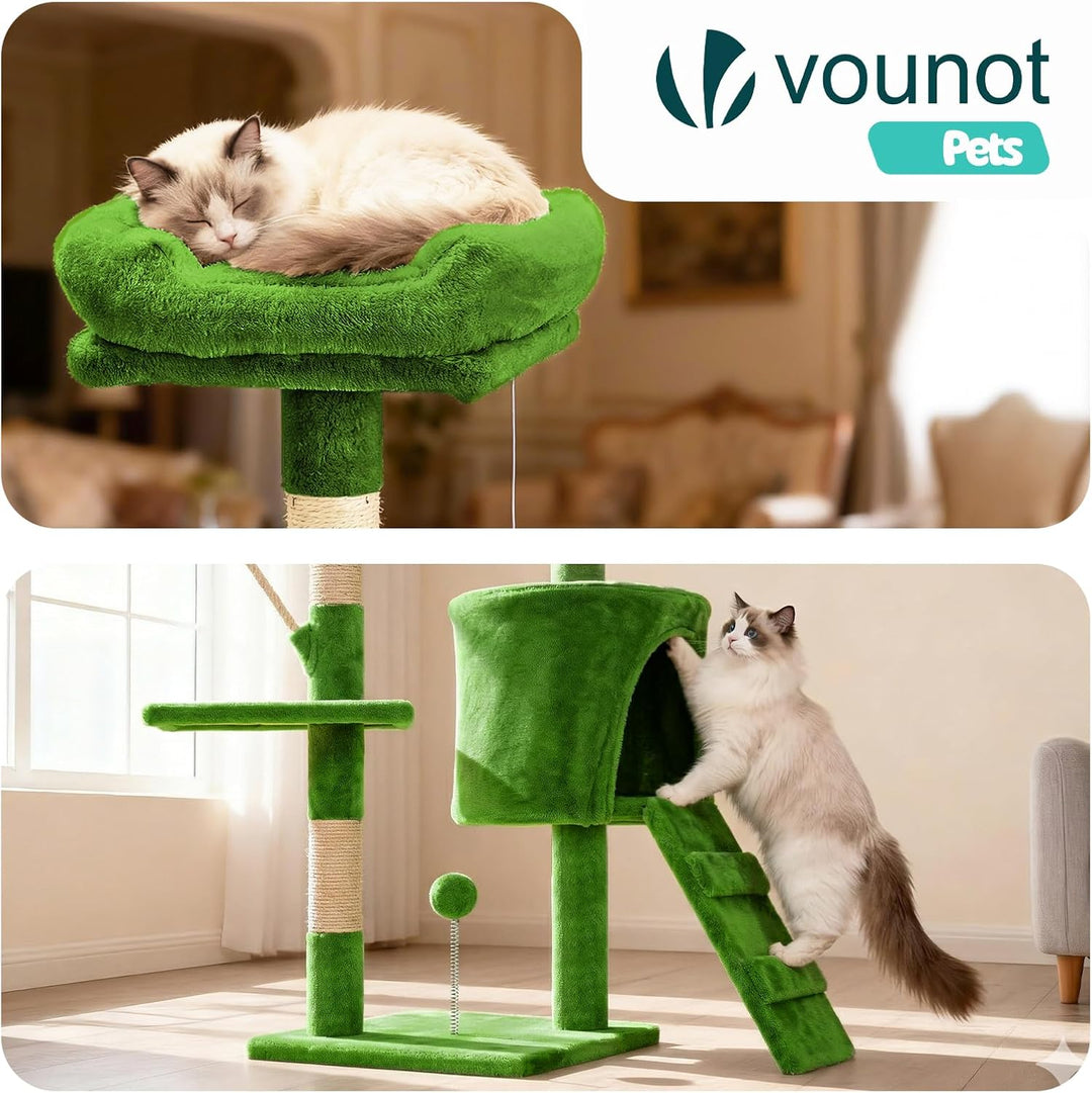 VOUNOT® Kratzbaum Katzenbaum 112 cm hoch, Stabil Mehrstöckiger Kletterbaum Katzenkratzbaum mit Kratz