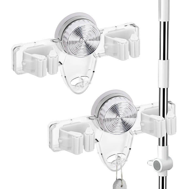 LELE LIFE Besenhalter, Mopp-Aufhänger – starker Saugnapf – kein Bohren, abnehmbarer Besen-Organizer,